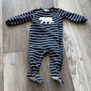 Pekkle Navy Striped Polar Bear Kids One Piece